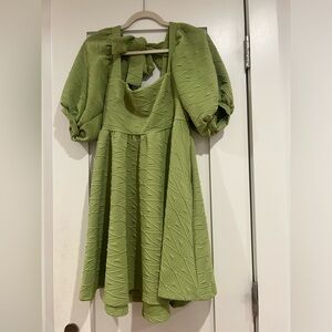 free people green dress with bow